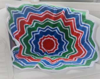 Blue Green and Red Crochet Baby Star Blanket, Blue Green and Red Crochet Blanket, Baby Blanket, Baby Crochet Blanket, Star Crochet Blanket