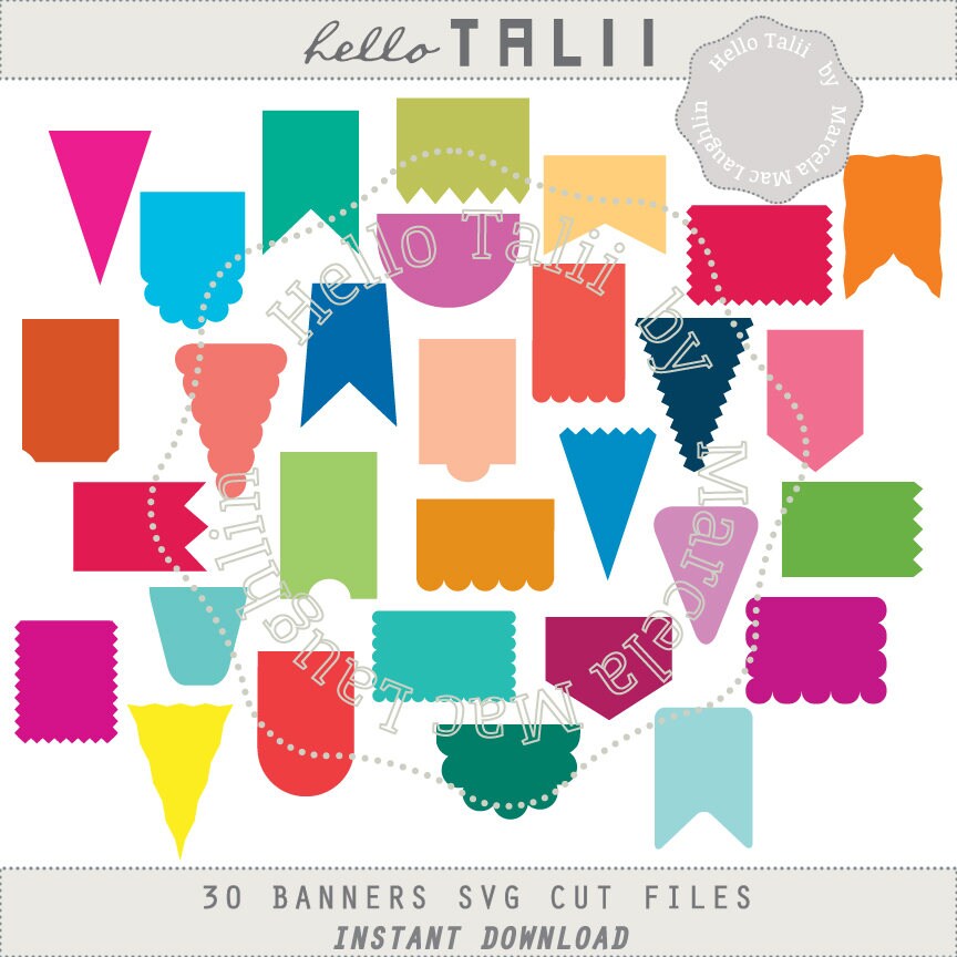 Banners SVG Digital Die cut DXF Studio3 PNG 30 banners