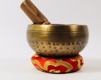 4" (Solar Plexus) Tibetan Brass Hammer Finished Sound Healing singing Bowl - 470g ॐ