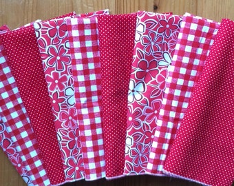 Red & White Everyday Cloth Napkins, Set of 12