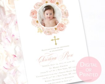 Baptism Invitation Girl | Photo Invitation | Modern Baptism | Trendy Invites | Girl Invites | C16G