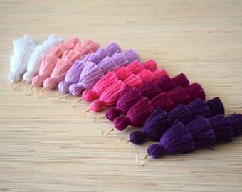 Tiered Tassel Earrings -14 COLORS- Hot Pink Tassel Earrings Purple Layered Tassel Earrings White Tassel Earrings Statement Fringe Earrings