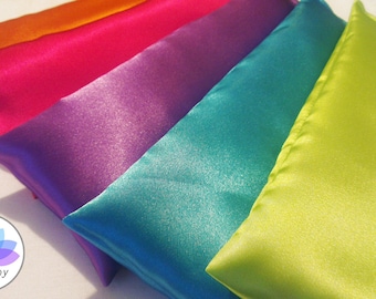 DELUXE Satin Silky Yoga Eye Pillow with Lavender - Color Options: Pink, Green, Blue, Purple, Orange