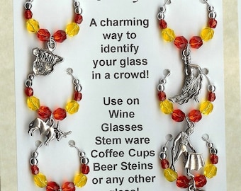 Spanish Spain Espana Themed Wine Charms with Pouch
