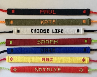 Personalised Woven Name Bracelet - Choose your own design from 27 colours! Ideal as a gift