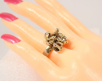 Vintage Modernist Spike Ring Signed Uncas Costume Jewelry Brutalist Style Statement Ring
