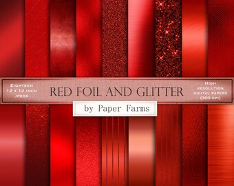 Red foil digital paper, red foil textures, glitter and foil, red brushed metal, red glitter, scrapbook paper, red foil backgrounds, DOWNLOAD
