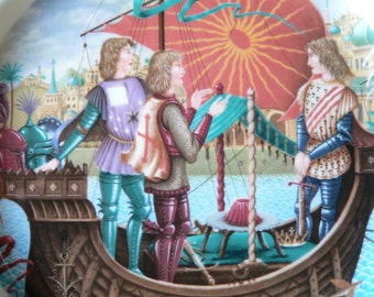 The King Arthur Plates collectors wall plate "Perceval, Galahad and Bort achieve the Grail" by Royal Worcester (assiette anglaise)