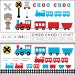 Train clipart with conductor, locomotive, caboose, cute boy birthday party Choo Choo INSTANT DOWNLOAD