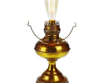 Vintage Brass Rayo Electrified Oil Lamp