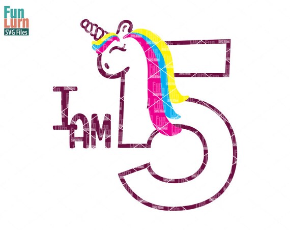 Download Unicorn Birthday svg Fifth Birthday I am Five Five svg 5