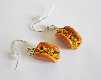 Taco, Miniature Food, Polymer Clay Charms, Food Earrings, Kawaii Earrings, Cute Earrings, 21st Birthday Gift, Polymer Clay Jewelry, Tacos