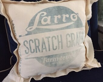 Vintage Upcycled Grainsack Pillow - Choose your feedsack - Farmhouse Pillow - French Provincial Style - French Country Decor - Fixer Upper