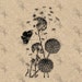 Vintage Image Dandelion Instant Download Digital printable picture clipart print burlap fabric paper decor t-shirt tote towels HQ 300dpi