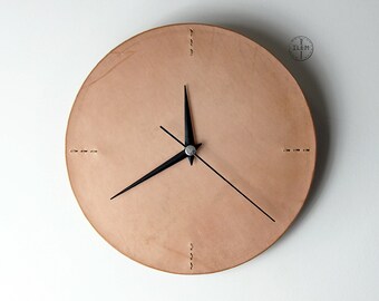 Luna // Leather Wall Clock, Modern Wall Clock, Valentines Day gift, Minimalist Clock, Home Decor, Gift Idea, Office Decor, Wall Art