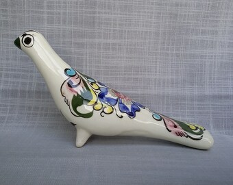 Hand Painted 8'' Large Tonala Bird, Folk Art Mexican Pottery, Tonala Pottery, Ceramic Bird Figurine, Colorful Bird Figurine