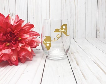 Best Friends Wine Glass, Best friend Gift, Long Distance Best Friend, Best Friend Birthday Gift, Best Friend Long Distance,
