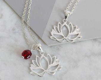 Sterling Silver Lotus C.Z Necklace