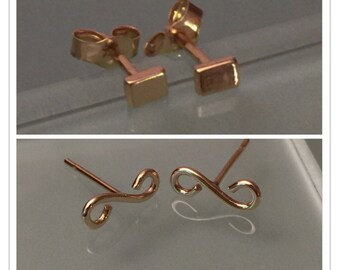 14k Stud Earrings, 14k Bar Earrings, 14k Bar Stud Earrings, 14k Gold Bar Earrings, 14k Cartilage Earrings, 14k Tiny Bar Earrings, Small Bar