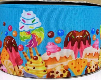 2" Desert Ribbon, Cupcake Ribbon, Lollipop Rippon, Grosgrain Ribbon, 2" Ribbon, Hair Bow Ribbon