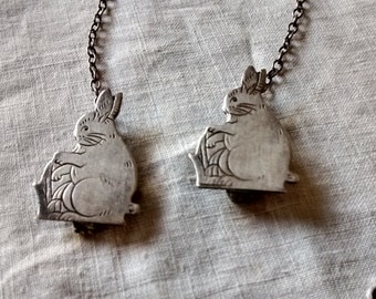 SALE bunny rabbit baby bib clip on eco friendly accessory VTG 50s Webster's sterling silver cute baby shower birthday 5 d Mayo Mother's gift