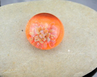 Orange Crush - Lampwork Glass Cabochon - 17mm - Jewelry Making Supply