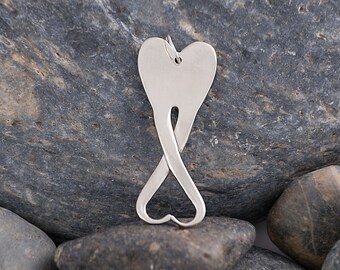 Silverware Fork Pendant - Hearts Crossed Design SP012