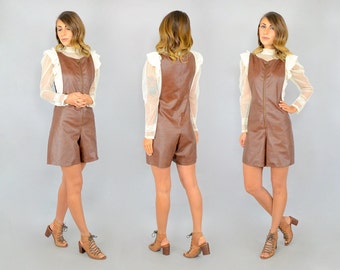 60's Faux Leather Romper