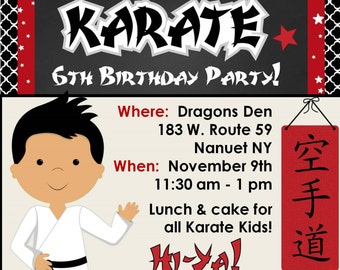 Karate Birthday Party Invitation - Customized
