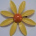 Brooch Enamel Daisy Yellow Petals with Orange Center and Silver Tone Pin Back 2 1/2 Inches by 2 1/2 Inches Retro Mod Groovy Women's Jewelry