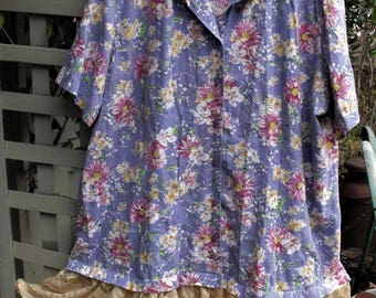 3-5X Funky Frock/ Eyelet Floral-Lace/ Spring Dress/ Refashioned Thrift/ Handmade Chic/ Casual Comfort/ Sheerfab Funwear
