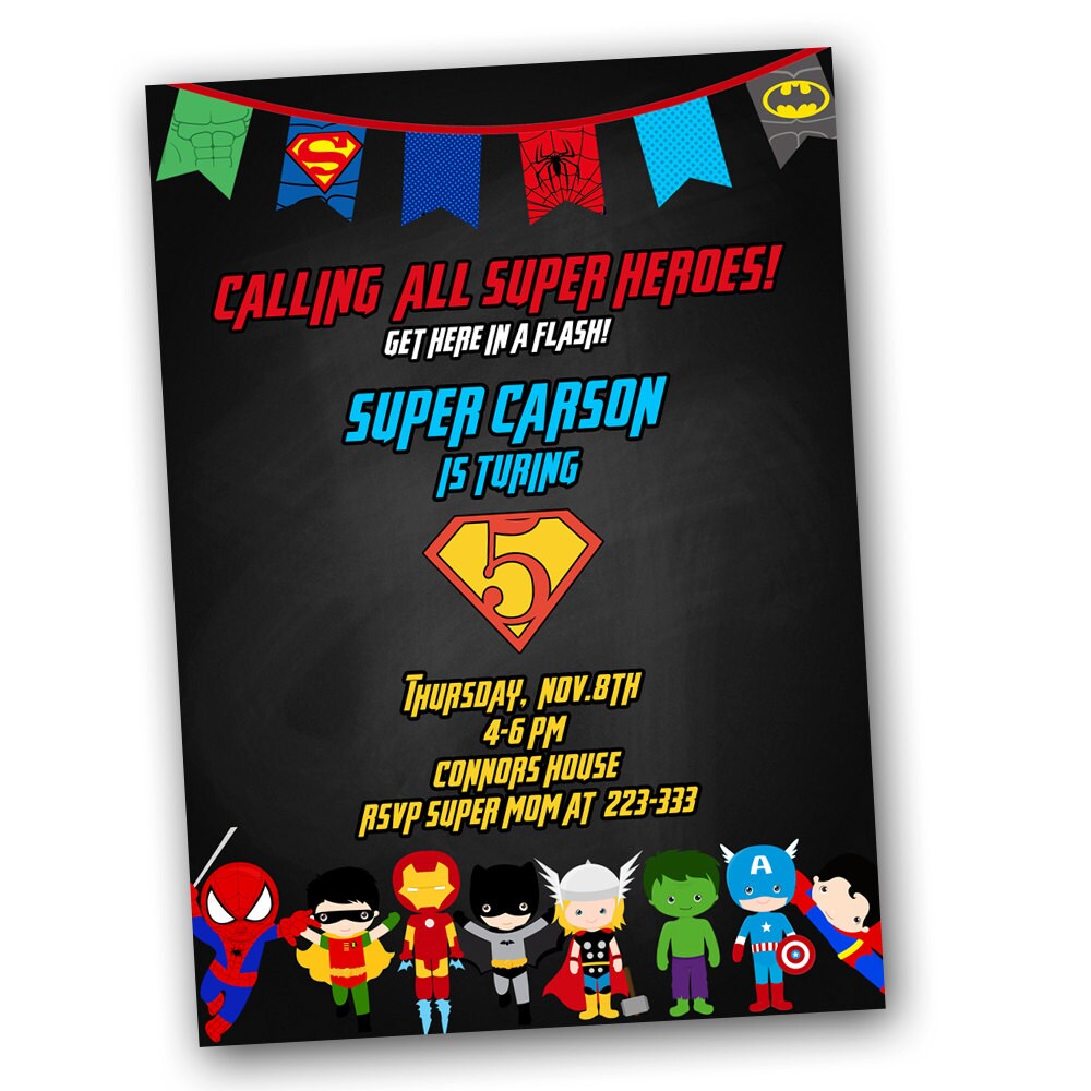 superhero invitation wording