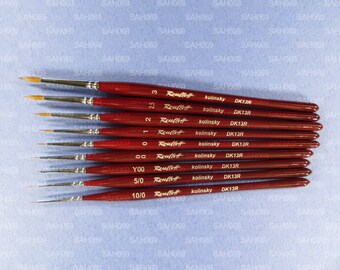 DK13R ROUND PROFESSIONAL Brushes For Nail Art Design Kolinsky Sable Roubloff