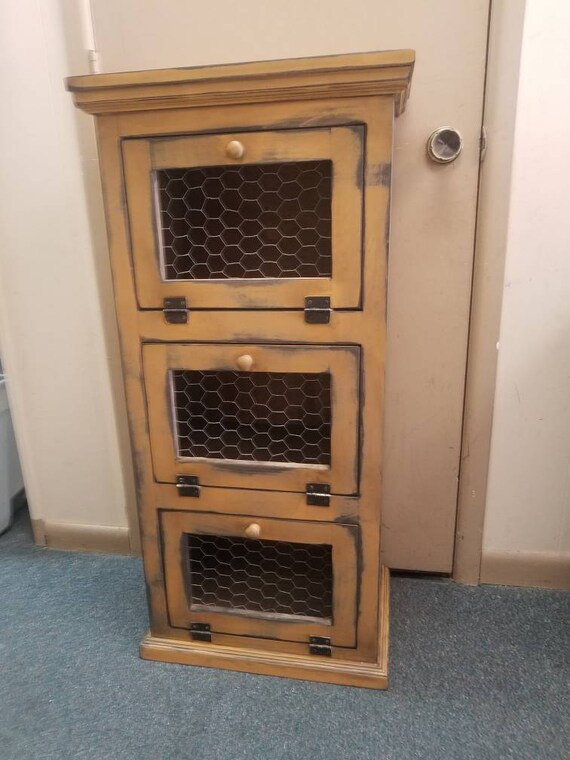 Primitive Rustic Potato and onion bin vegetable bin.