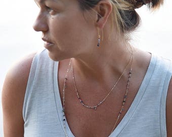 Long Gemstone Necklace, Long Delicate Necklace, Dainty Gold Necklace, Layering Necklace, Gemstone Necklace, Gold Necklace, Long Necklace