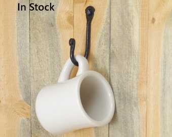 Hand forged hook - decorative hardware included - hand forged wrought iron wall hook