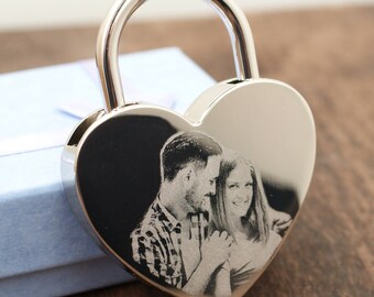 Love Lock Personalized//Heart Lock with Photo and Engraved Message, Ideal for a Love Lock Ceremony /Couples Gifts,Wedding Locks/Custom Lock
