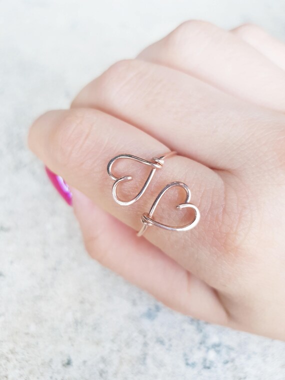 Download Double Hearts Ring 22k Rose Gold Wire Heart Sweetheart