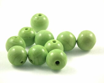 X 10 Green 12mm glass Pearl