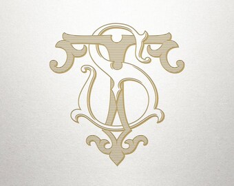 Custom Vintage Initials - ST TS - Vintage Initials - Digital