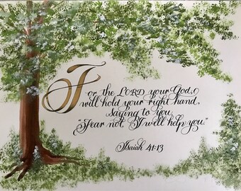 Isaiah 41:13/Bible Art/Calligraphy/Print of Original/Paper Only/Do Not Fear