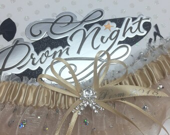 Champagne sparkle prom garter. Champagne prom garter.