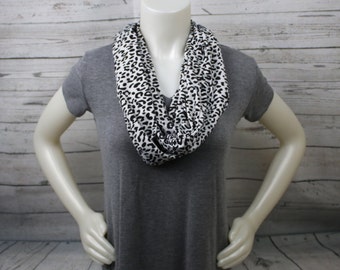 Black Leopard Knit Infinity Scarf