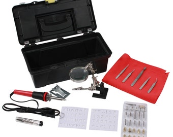 Deluxe Wood Burning Kit Assorted Tips, Stencils, and Tweezers With Tool Box