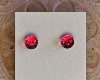 Dichroic Glass Earrings, Petite, Pink DGE-1352