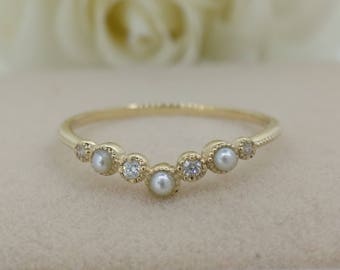 Pearl and diamond | Etsy Pearl and diamond | Etsy
