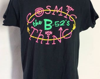 Vtg 1989 The B-52's Cosmic Thing Concert T-Shirt Black M/L 80s Alternative Indie College Rock Band