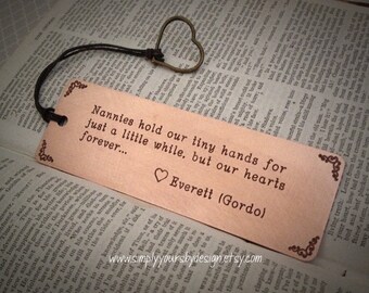 Custom Copper Bookmark,Metal Bookmark,Thank You Gift,Nanny Gift,Babysitter Present,Gift for Mom,Father of the Bride,Mother of the Bride