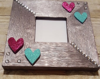 Perle argent agrémentée des 3 x 3 cadre pour chambre d’enfant ou chambre des filles, cadre Bling amusant pour la décoration maison, décoration, cadre pour Loved One, cadeau pour elle