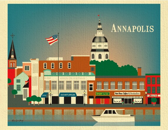 Annapolis Art Print Annapolis Skyline MD Wall Art Maryland